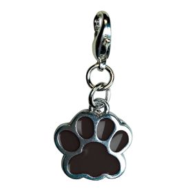 Shiny Paw Print Enamel Charm (Color: Black, size: 5/8" X 5/8")