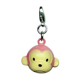 Monkey Metal Jingle Bell Charm (Color: Pink, size: 7/8" x 3/4" x 5/8")