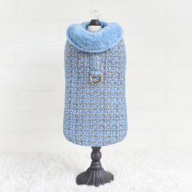 Chantel Tweed Dog Coat (Color: Blue, size: SM)