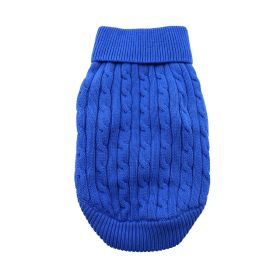 Combed Cotton Cable Knit Dog Sweater (Color: Riverside Blue, size: XX-Small)
