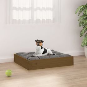 Dog Bed Honey Brown Solid Pine Wood Dog Bed (size: 20.3 X 17.3 X 3.5 In)