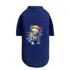 Punk Brats Dog Tee (Color: Striped Navy, size: SM)
