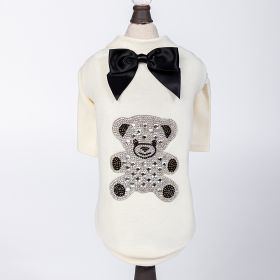Teddy Bow Tee Dog Tee (Color: Ivory, size: XS)