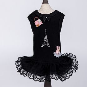 Paris Dog Dress (Color: Black, size: SM)